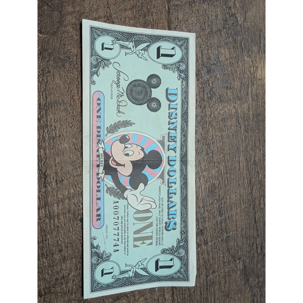 $1 1991 Disney Dollars Mickey Mouse Scrooge McDuck Walt Disney Company